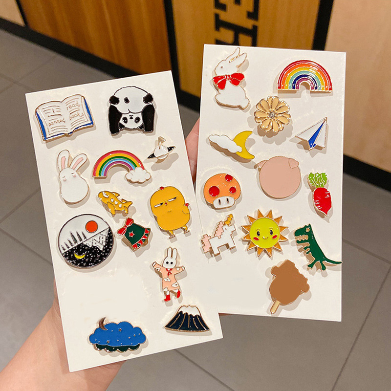 Inswind broche de dibujos animados japoneses accesorios femeninos adorables pin insignia personalidad simple anti-drift pin