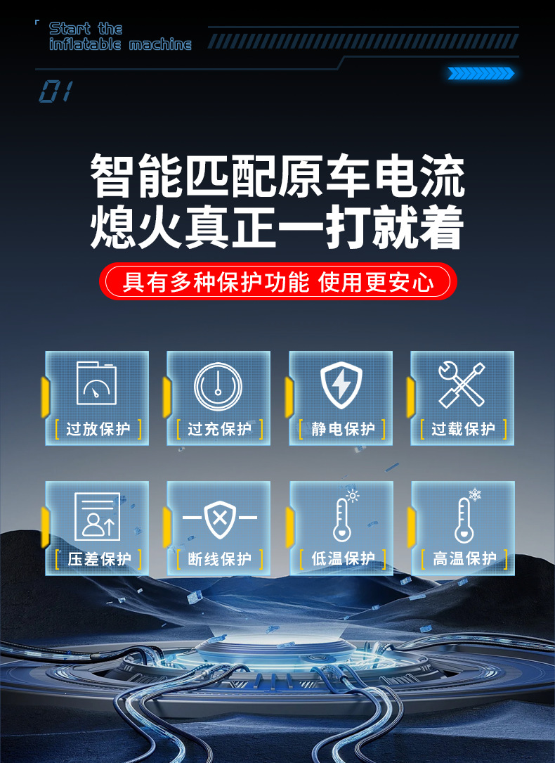 Xiaonengren Car Emergency Jump Starter and Air Pump All-In-One Device, Car Battery Emergency Booster, Magic Device