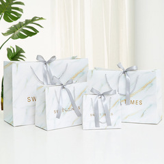 ins風禮品袋大理石紋手提袋節日禮物袋生日回禮喜糖袋服裝包裝袋