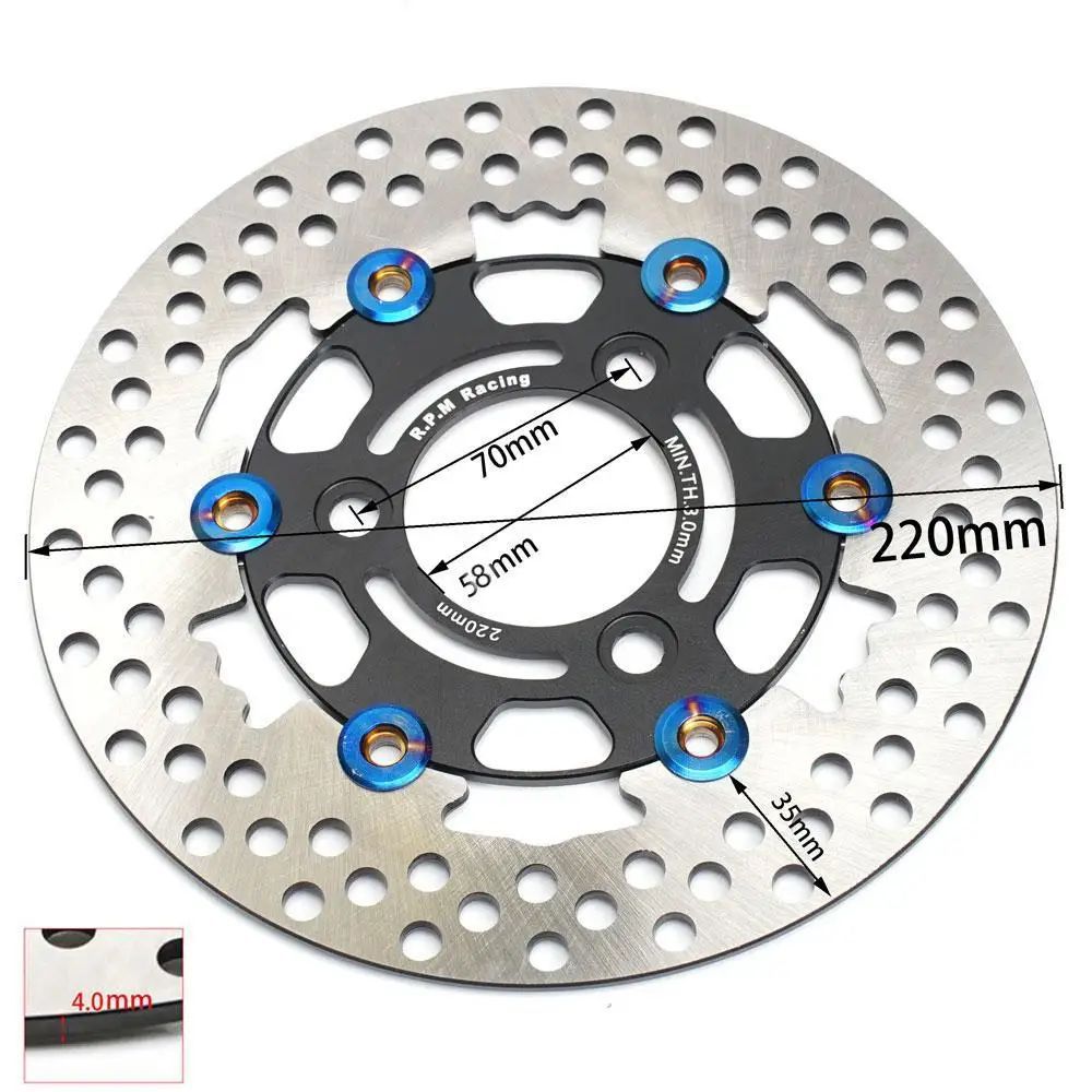 Motorcycle Electric Motorcycle Floating Brake Disc Colorful Ventilated Perforated Disc Brake Rotor 220*70mm Modified Brake Disc in Stock
