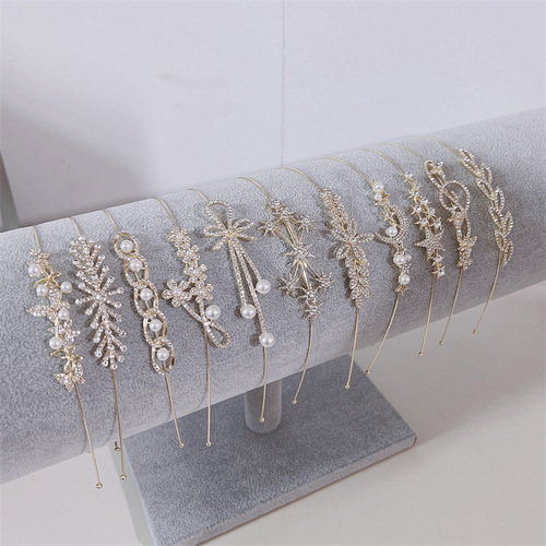  New Zircon Diamond Headband Female Princess Style Headband Temperament Pearl Hairpin High-end Outing Headwear