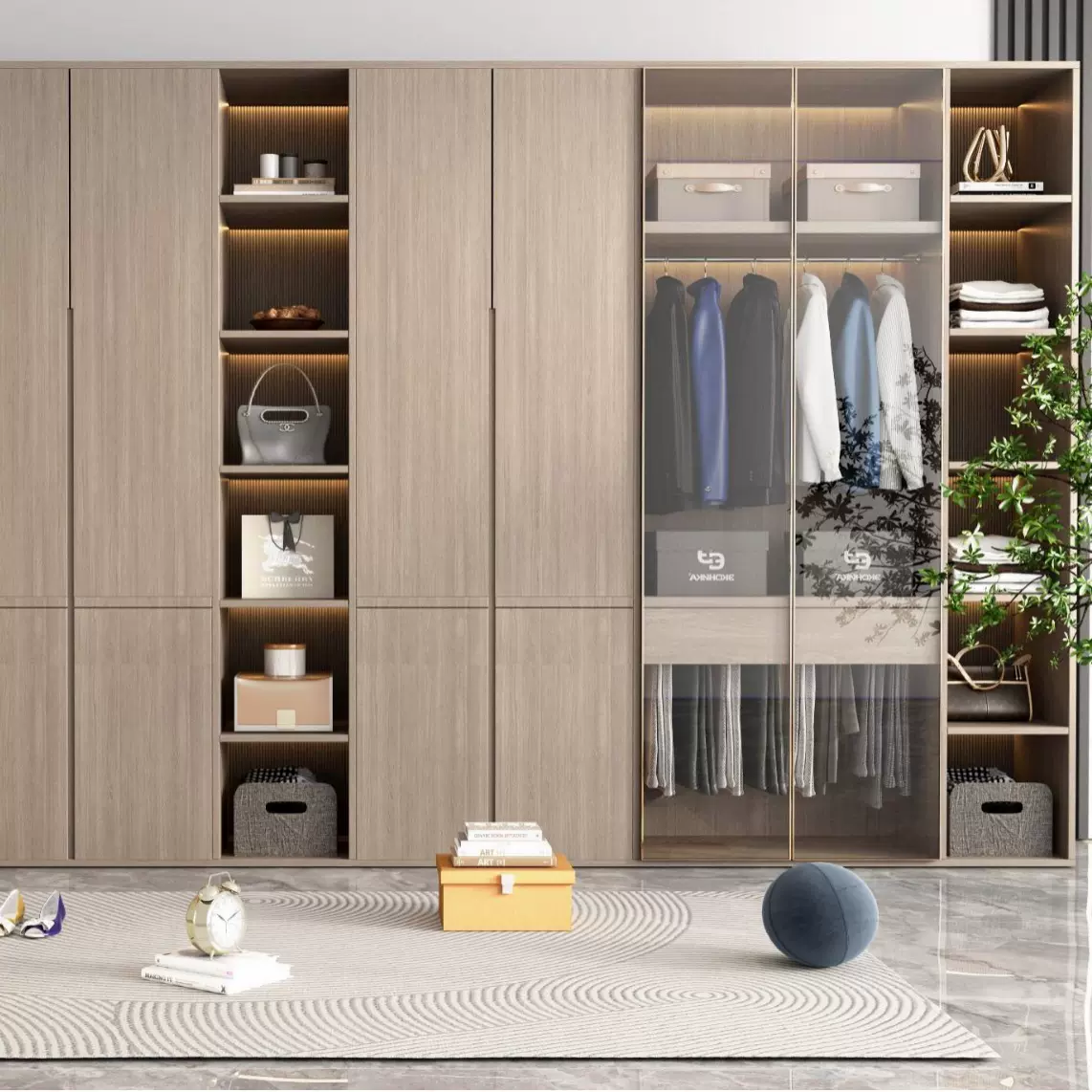 浙江厂家全屋定 制现代整体开榻榻米厨房实木橱柜 衣柜酒柜储物柜