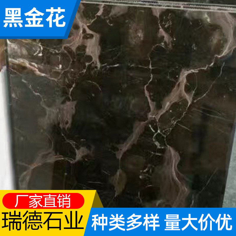 Factory Supply Black Golden Flower Marble Living Room Bright Non-slip Tile Coffee Table Dining Table Cabinet Windowsill Bathroom Floor Tile