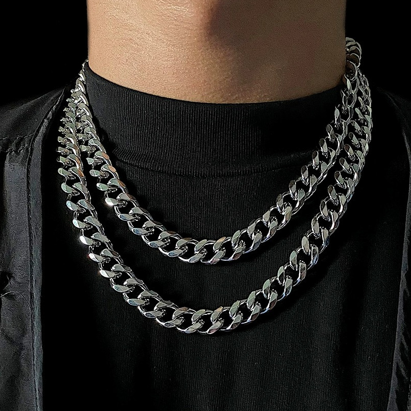Titanium Steel Cuban Chain Necklace For Men Waterproof Accessory_voghion.com