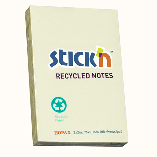 36501 친환경 재활용 종이 노트.76*51mm.노란색