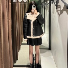 外贸跨境2024 ZA人造仿皮草效果两面穿保暖双面大衣厚外套3548248