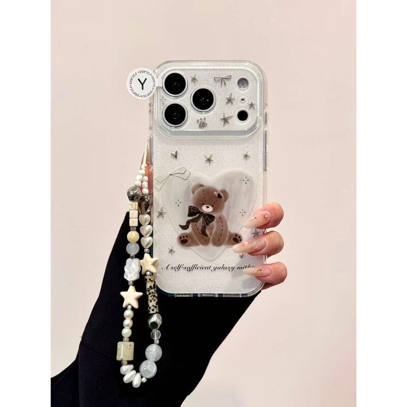 Ins-Style Korean-Style Simple Graffiti Heart Teddy Bear Imd Double-Layer Mobile Phone Case Suitable for Iphone171615 Anti-Fall