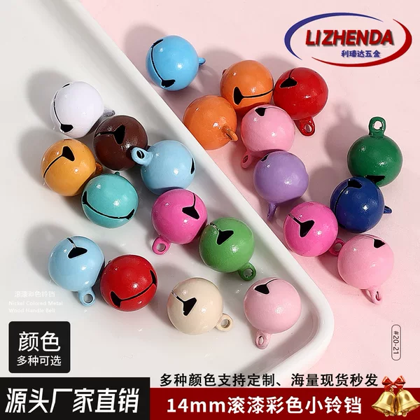 14mm Painted Round Bell Candy-Colored Enamel Colorful Metal Bell Keychain Creative Pendant Accessory