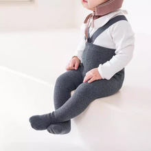 春秋儿童背带细条纹连裤袜0-1-2岁婴儿外穿打底裤亚马逊童裤