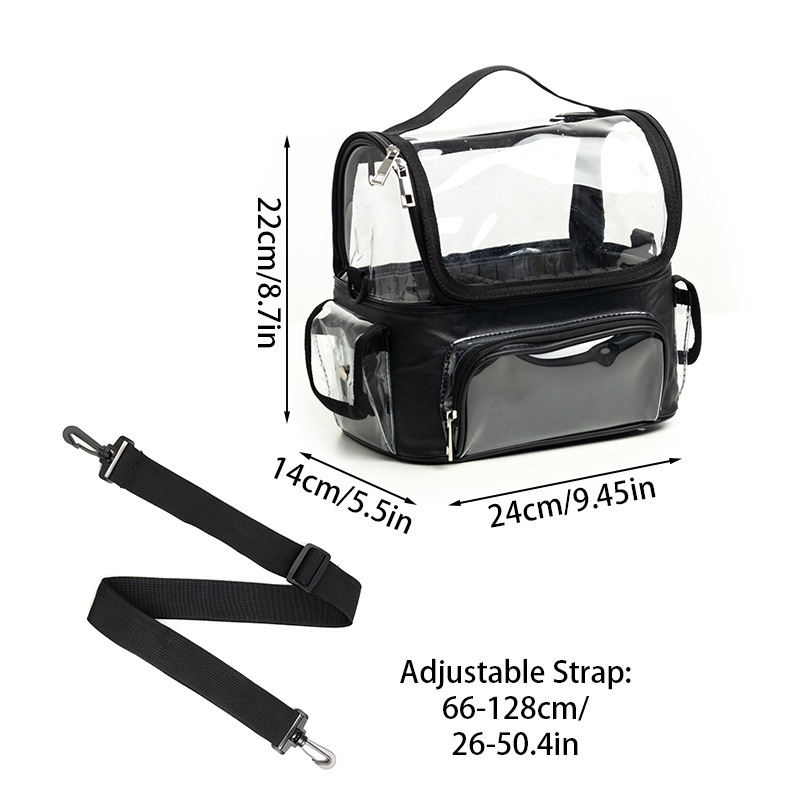 Bolsa de maquillaje de PVC transparente ajustable de un solo hombro portátil tacones de maquillaje bolsa de viaje portátil bolsa de gran capacidad