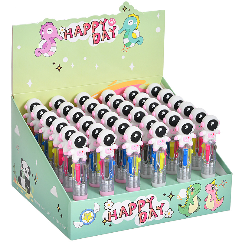 Cosmonauta encantador dibujos animados astronauta mini bolígrafo de cuatro colores bolígrafo de cuentas de mano de colores estudiantes premios papelería al por mayor
