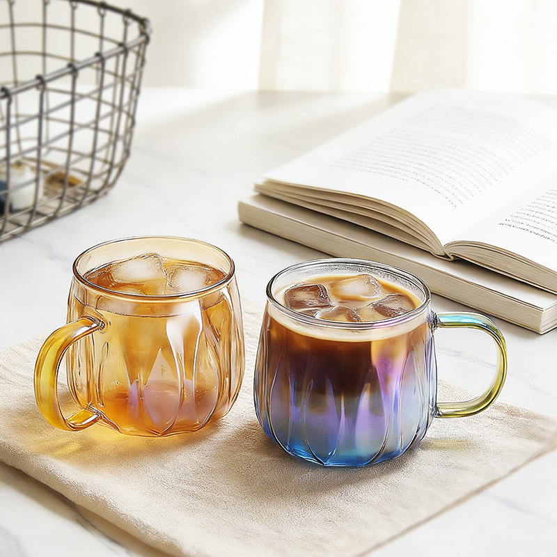 Simple Heat-Resistant Cup, Iced American Latte Coffee Cup, Cold Brew High Borosilicate Glass Cup, Stackable Household Milk Cup with Handle Simple Heat-Resistant Cup, Iced American Latte Coffee Cup, Cold Brew High Borosilicate Glass Cup, Stackable Household Milk Cup with Handle