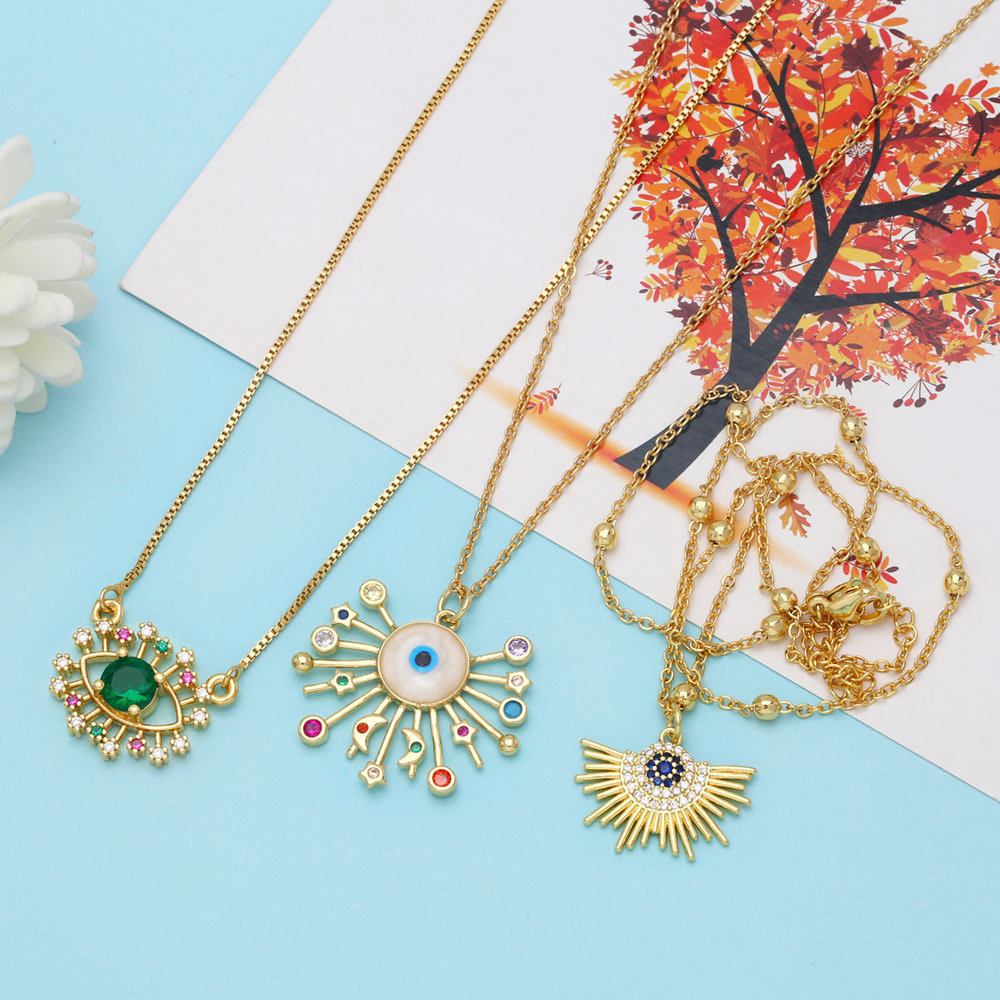 Fashion Copper Eyes Necklace Zircon Copper Necklaces