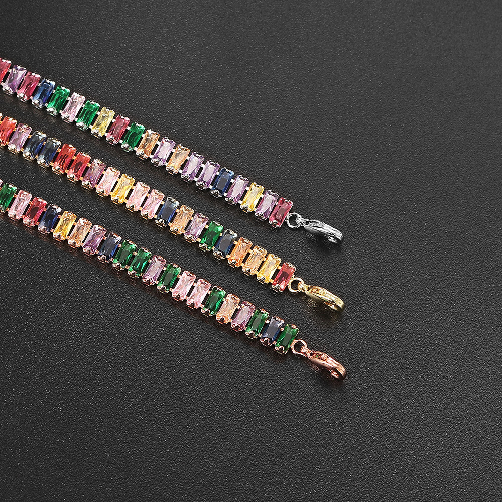 Zircon Tennis Neckchain For Men And Women, Rectangular Necklace_voghion.com