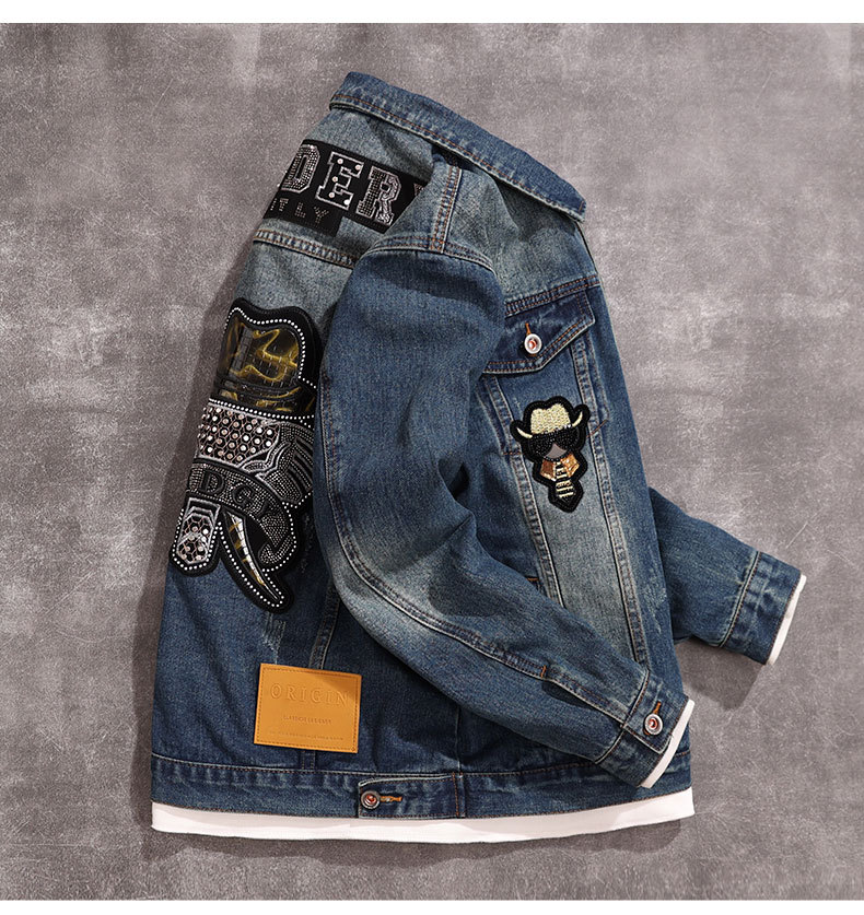 Herr denimjacka läderstil broderi lyxig motorcykelstil_voghion.com