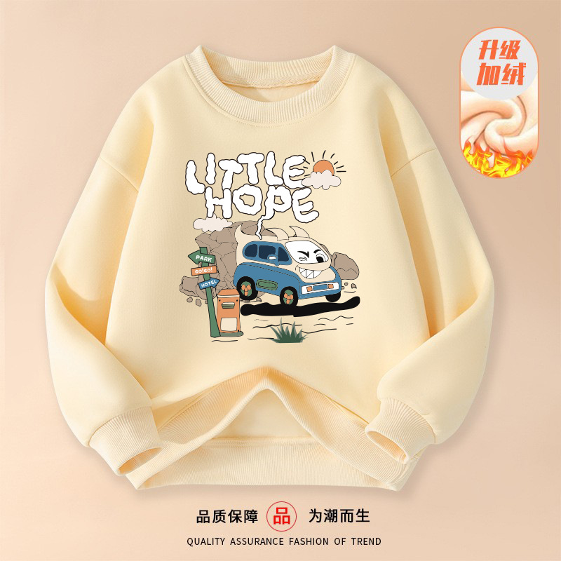 Velvet sweatshirt travel car apricot color