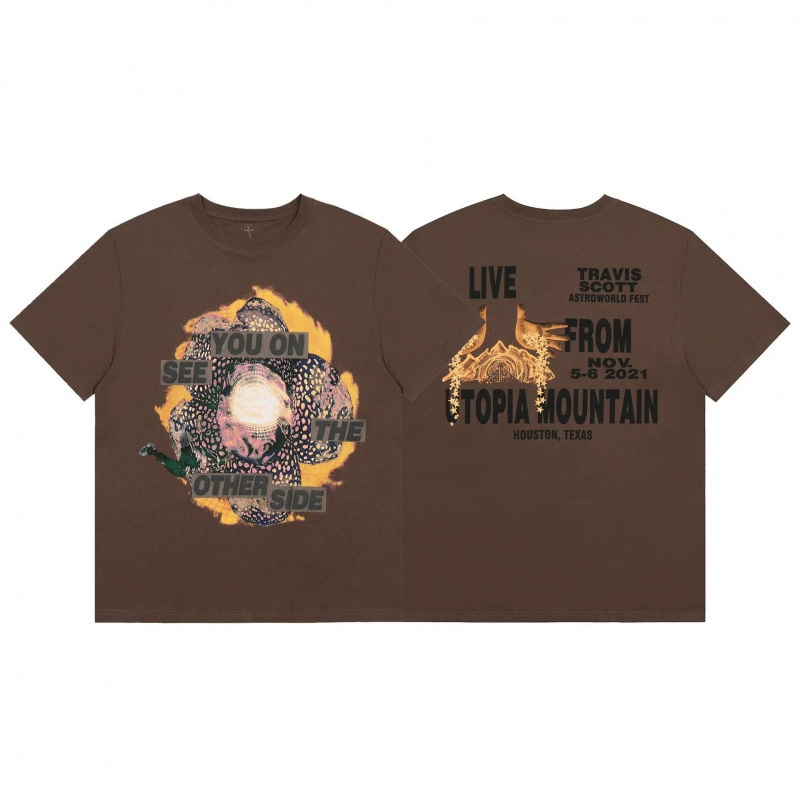 Travis Scott Cactus Jack Модная физиономия Роза стела рисунок повседневная футболка с коротким рукавом