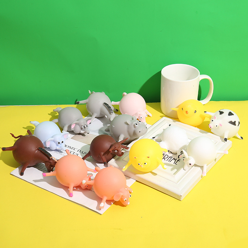 名易 新款可吹氣動物發泄捏捏樂玩具 兒童軟膠充氣球拍拍球 批發