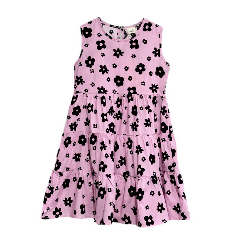 Vestido de las niñas vestido de verano 2023 nuevo vestido de princesa de verano para niños medianos y grandes Falda de algodón para niña de estilo occidental