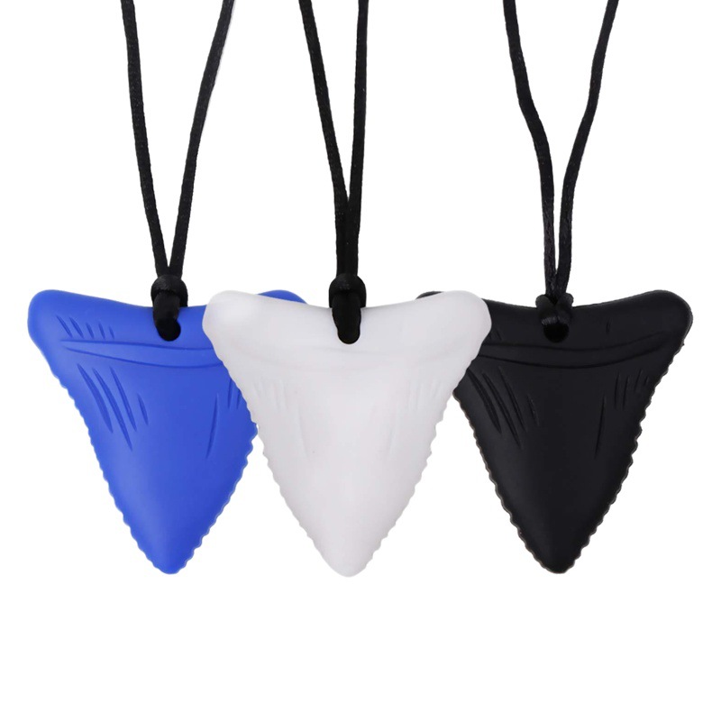Amazon explosión silicona tiburón diente pegamento silicona niños molares collar colgante masticable sensorial creativo