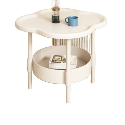 Minimalist modern cream style clover edge console table creative floral shape bedside table home curved surface display bedside table