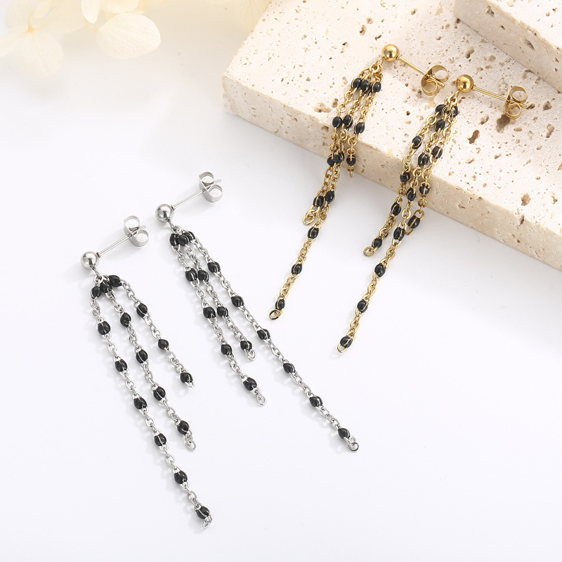 304 Stainless Steel Ear Needle Material 18K Real Gold Plated Plating Material PVD Coated 18K Gold Plated Geometric Titanium Steel Elegant Waterproof Non Tarnish Drop Earrings