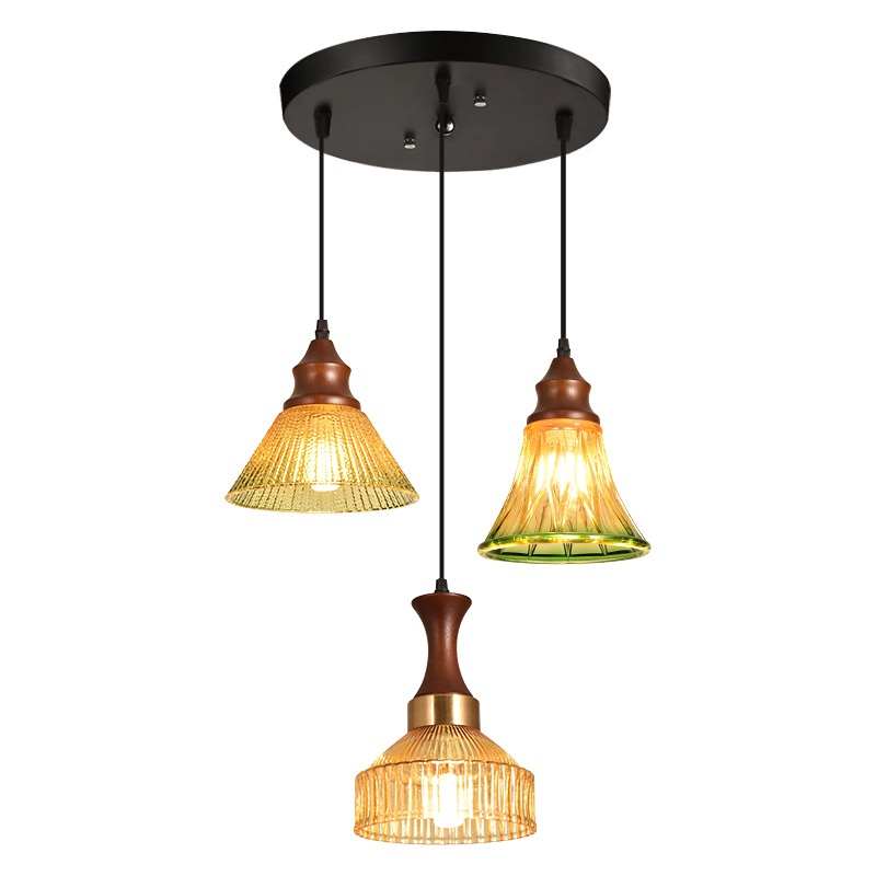Lámpara de vidrio retro nórdica lámpara de comedor de estilo rural americano viejo Shanghai nostálgico dormitorio bar Zhongshan lámpara L271