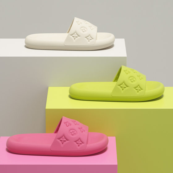 High-end fashion slippers women's summer slippers thick-soled bathroom non-slip deodorant small flower eva slippers