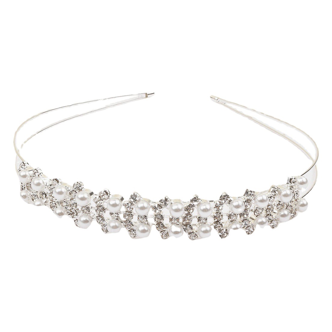 Amazon nuevo rhinestone perla diadema nupcial joyería de doble capa fina diadema de los niños corona tocado lote de fábrica image 1