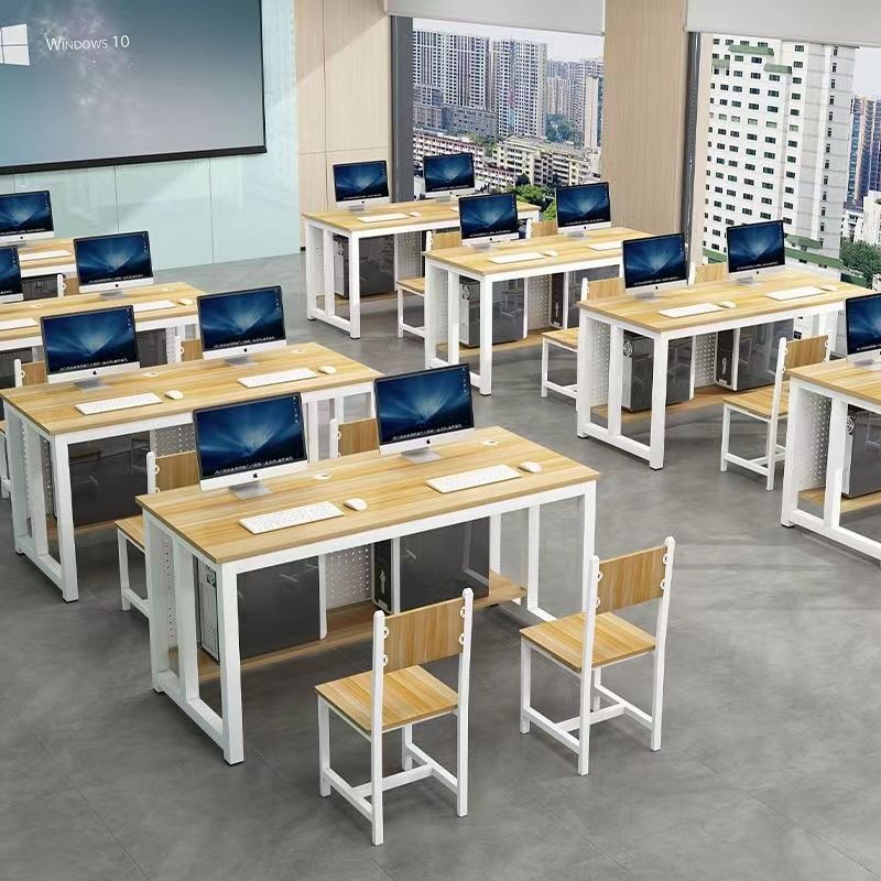 机室电脑桌网吧桌会议桌椅小凳子学校多媒体室机房双人电脑培训桌
