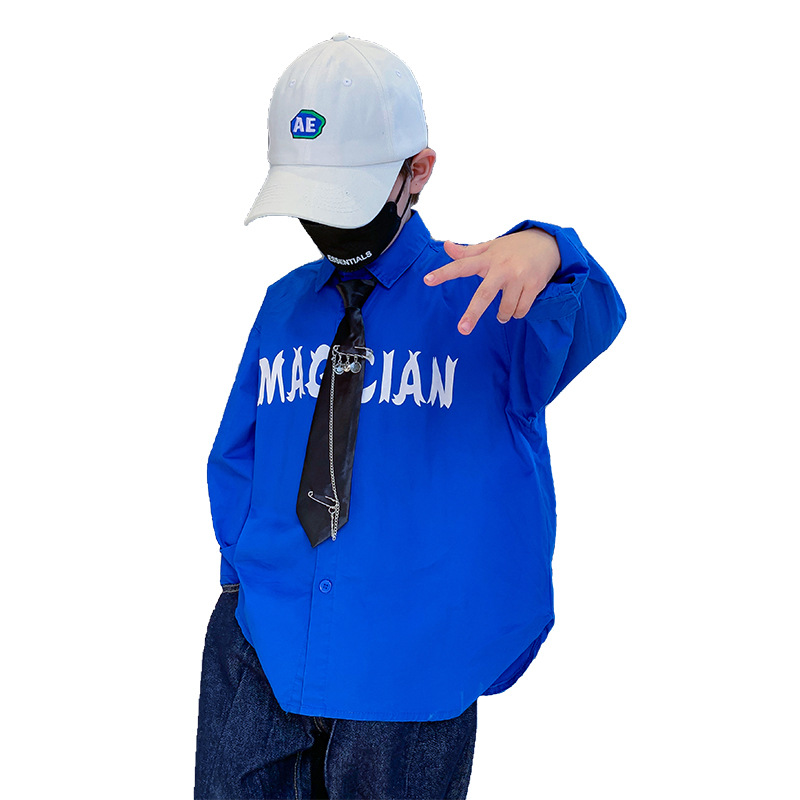 Camisa para niños de la marca de moda otoño nuevo estilo 2024 camisa para niños de estilo occidental coreano top para niños de mediana edad primavera y otoño manga larga