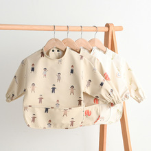 韩版儿童罩衣宝宝长袖围兜pu反穿衣婴儿防水饭兜吃饭防脏辅食围嘴