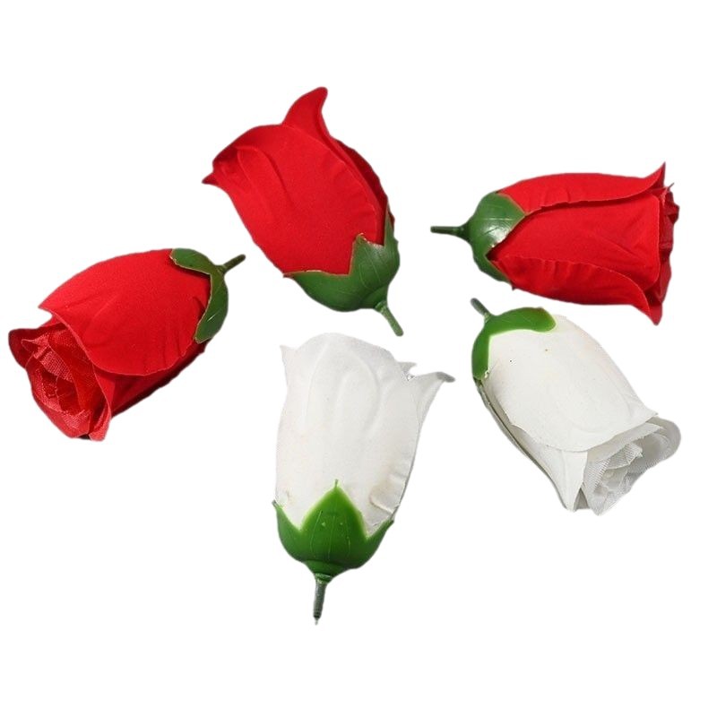 Fábrica al por mayor rosa imitación semiacabado tela de terciopelo brotes de primavera flores con agujeros de núcleo recto arreglos de flores DIY accesorios hechos a mano