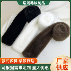 秋の冬はミンクの毛のマフラーの毛皮のぬいぐるみをまねて、毛皮のマフラーの純色をまねて、両面の毛の襟を合わせます。