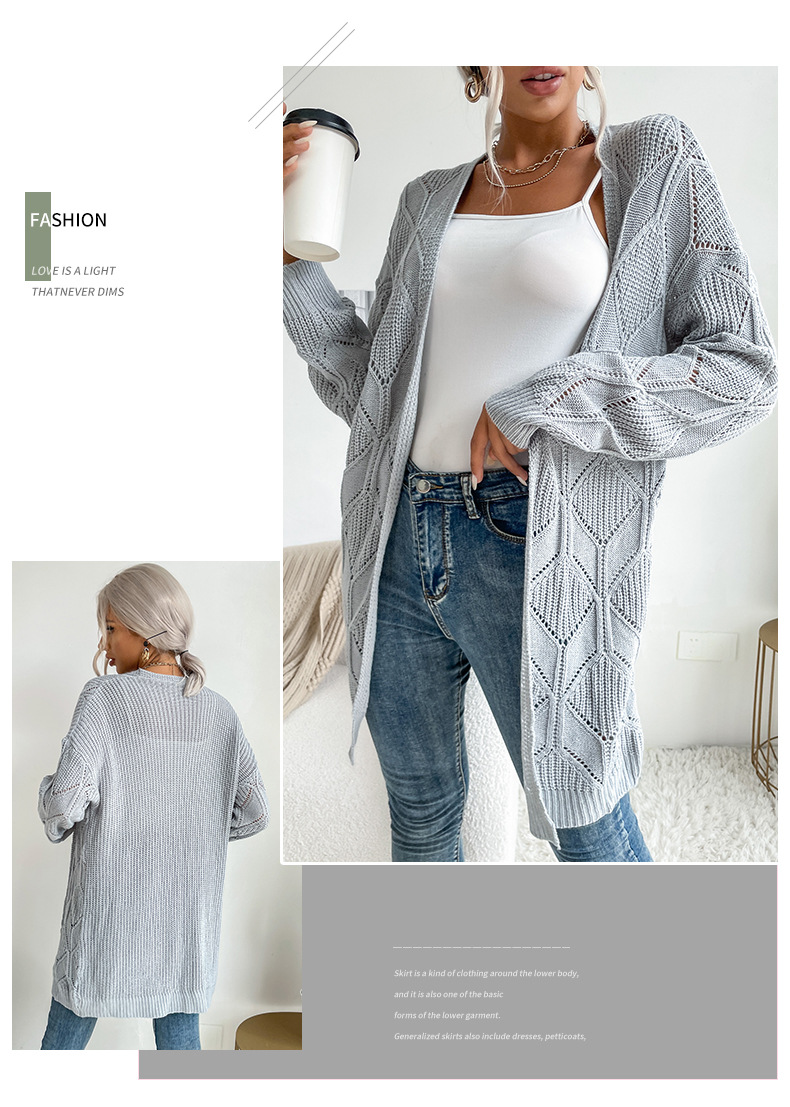 mid-length hollow knitted cardigan nihaostyles clothing wholesale NSDMB89291