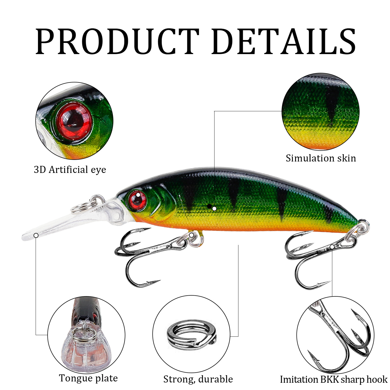 Sinking Minnow Fishing Lures Hard Baits Fresh Water Bass Swimbait Tackle Gear