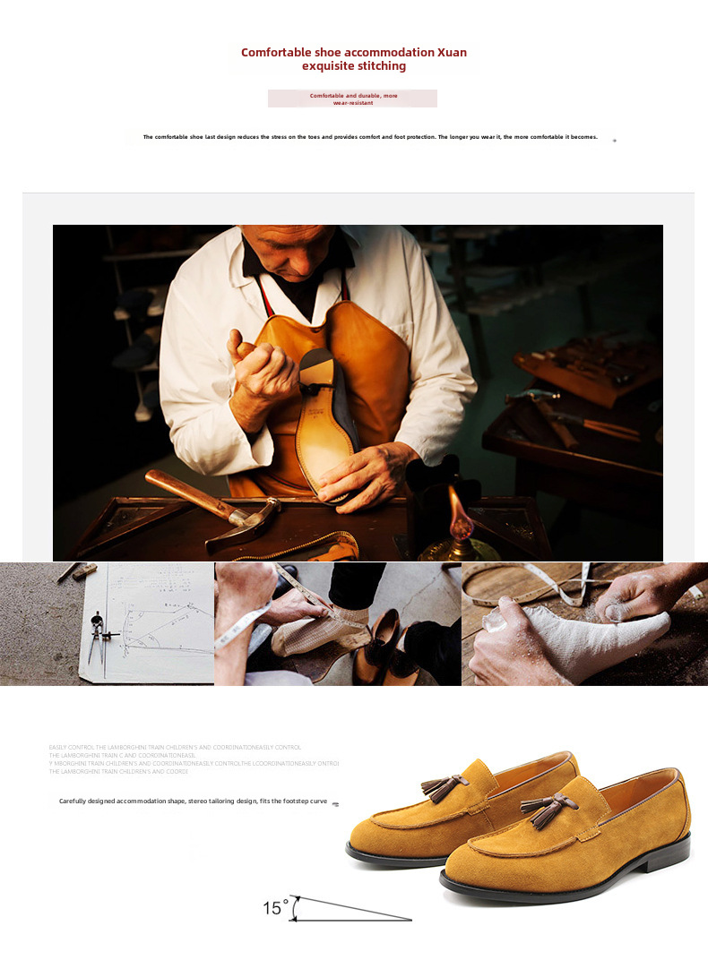 Men's casual leather shoes with fringe loafers with slip-on feet frosted business loafers for men_voghion.com