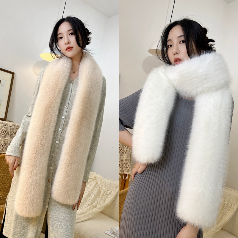 Internet Celebrity Super Long Scarf Women's Winter Imitation Fur Fox Fur Collar Warm Shawl Plush Scarf Women's Fake Collar