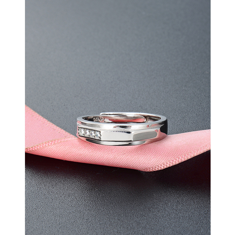 Diamante s925 anillo de plata joyería de las mujeres Corea del Sur Dongdaemun simple dulce geométrico anillo abierto al por mayor