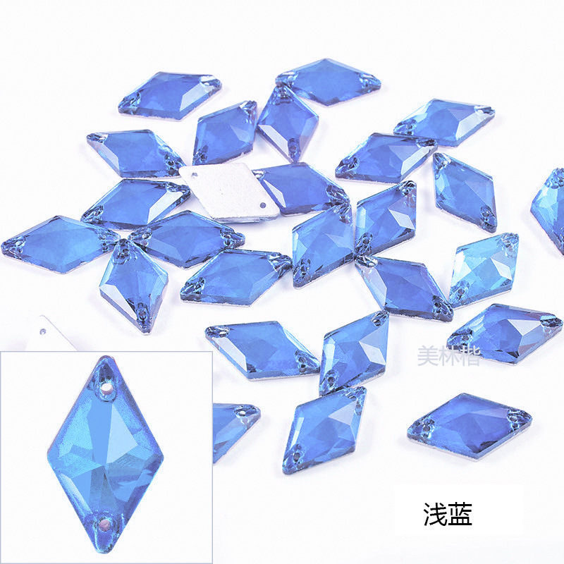 菱形手缝钻玻璃水晶平底双孔贴钻服饰婚纱辅料配件DIY手工饰品|undefined
