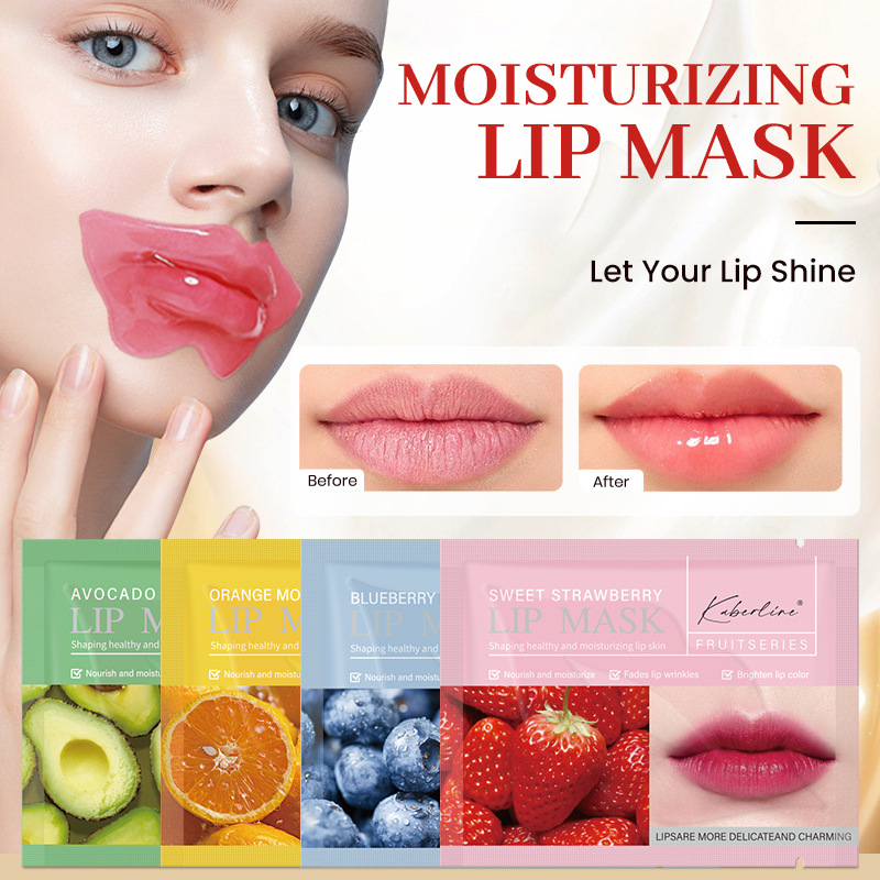 跨境批发唇部护理舒缓保湿滋润水果唇膜去死皮水晶胶原蛋白唇膜贴