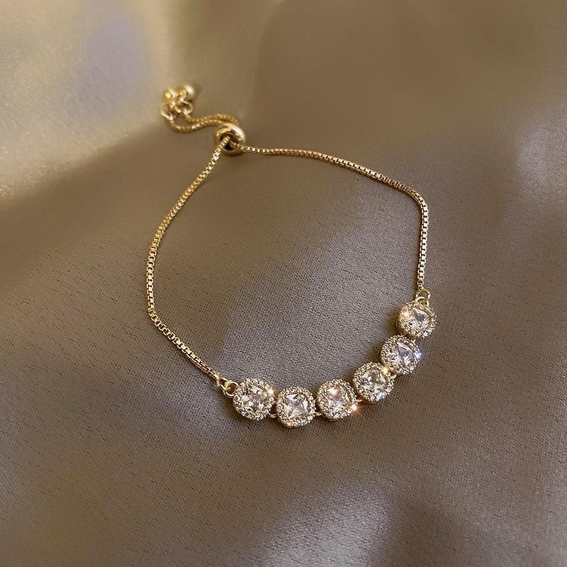 Oro real electrochapado circón Rosa fritillary flor pulsera elegante todo-fósforo pulsera luz lujo de alta calidad pulsera para las mujeres al por mayor