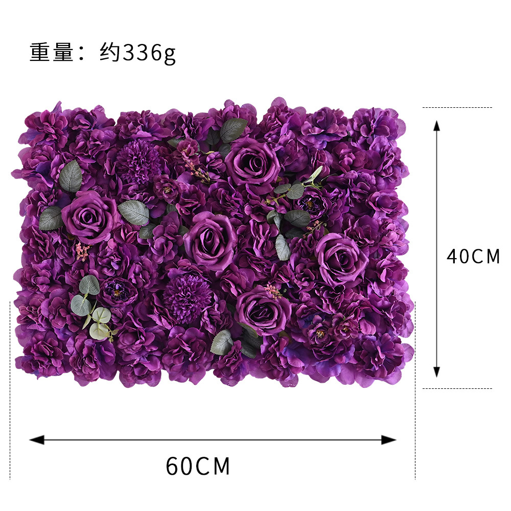 Simulación de pared de flores filas de flores de fondo pared red perforación de tarjetas de flores falsas decoración de pared decorativa decoración de bodas interiores rosa plantación