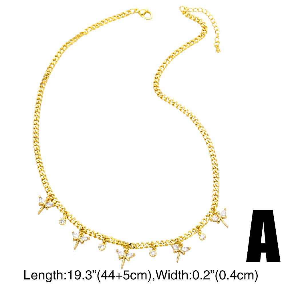 Fashion Simple Devilu0027s Eye Shaped Copper Necklace Clavicle Chain