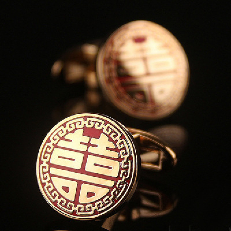 Wedding word cufflinks red