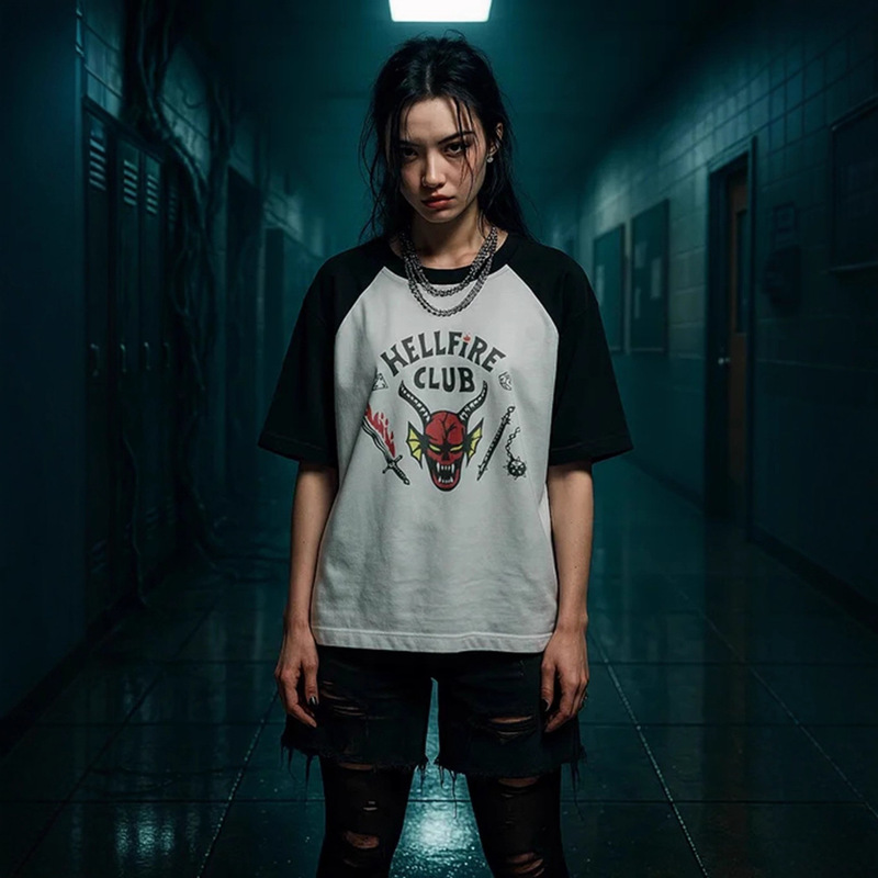 Cross-Border Supply Stranger Things Independent Website Adult-Child Printed Short-Sleeve Color-Blocked Anime T-Shirt