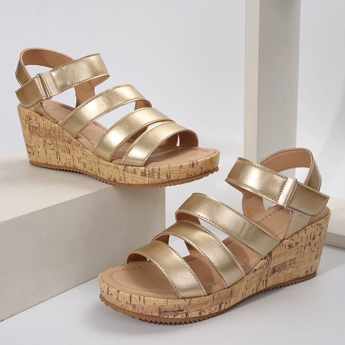 Summer sandals platform, fashionable high beach footwear, plus size, 7cm