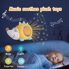 Cross-border baby soothing projection night light music infant sleep starry sky projector children's plush doll doll