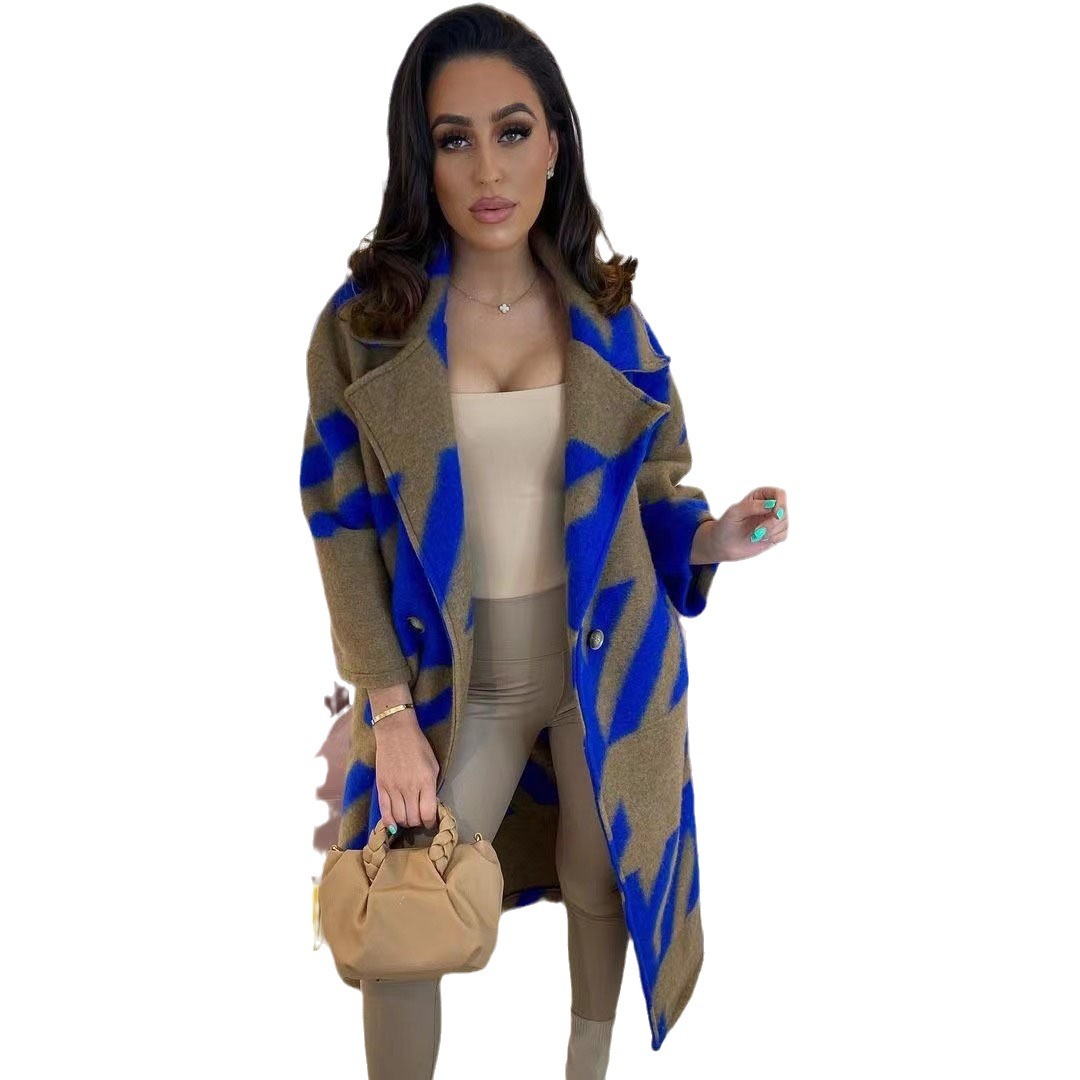 Abrigo de Lana con Estampado Combinado de Acetato y Poliéster, Solapa para Otoño e Invierno image 6