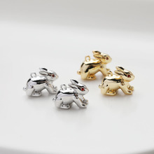 14K电镀真金保色立体精致小巧兔子吊坠diy手作项链手链材料配件